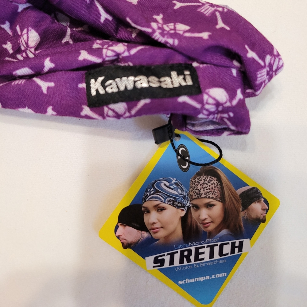 Kawasaki Schampa Doo-Z Mini Coolskin Headband, Purple Skull, NEW - Picture 6 of 6